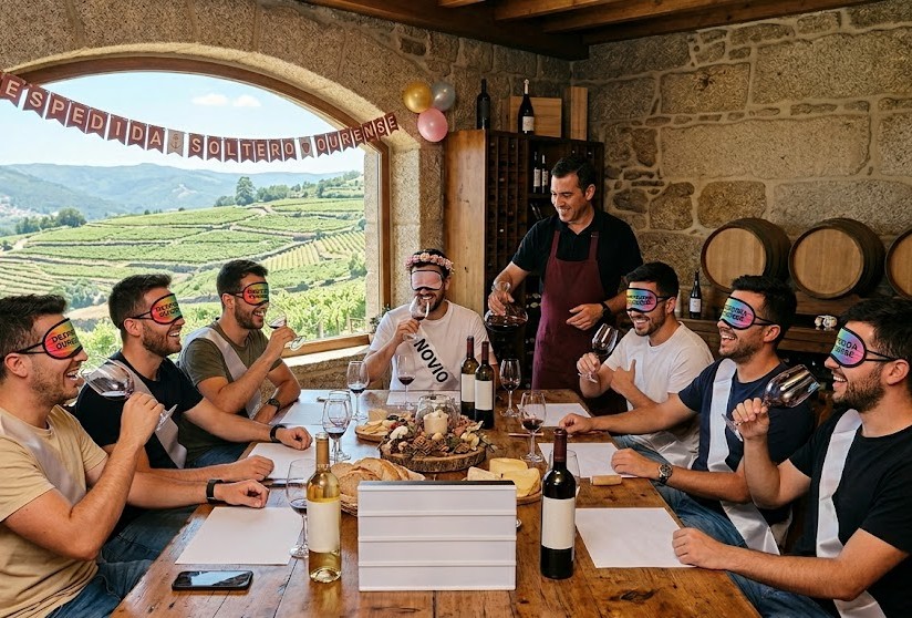 Cata de vinos a ciegas para despedidas en Ourense