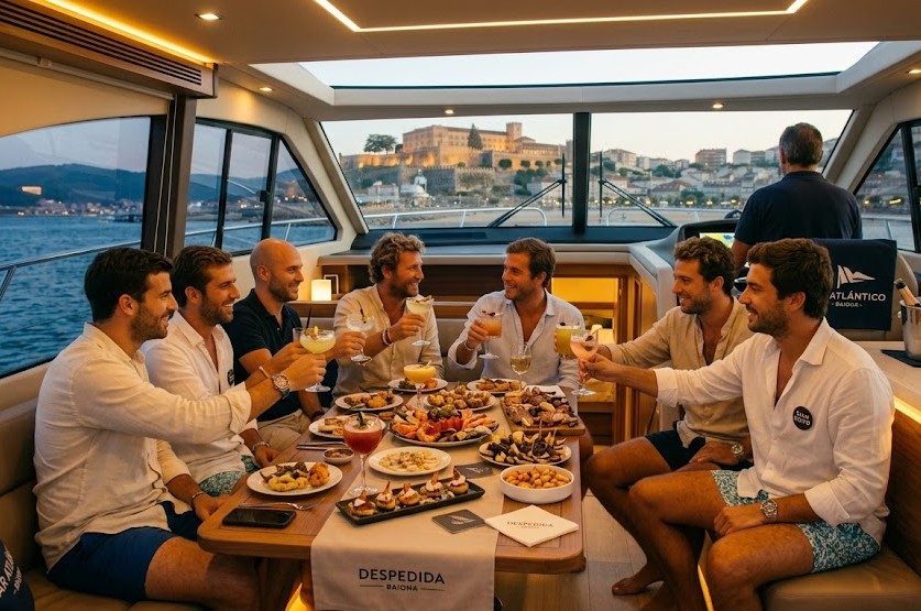 Despedida VIP nocturna en yate Baiona