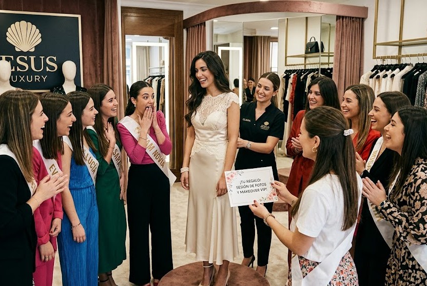 Novia recibiendo su regalo de makeover y sesión de fotos profesional en Ourense