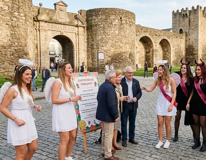 Grupo de ángeles y demonios en Lugo